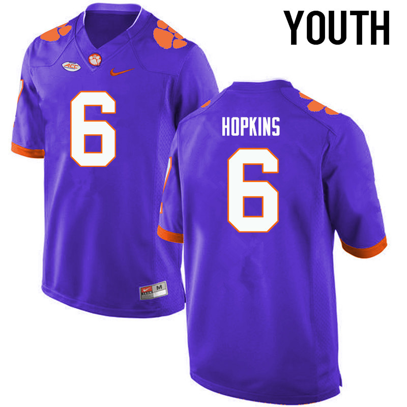 Youth Clemson Tigers #6 DeAndre Hopkins College Football Jerseys-Purple - Click Image to Close